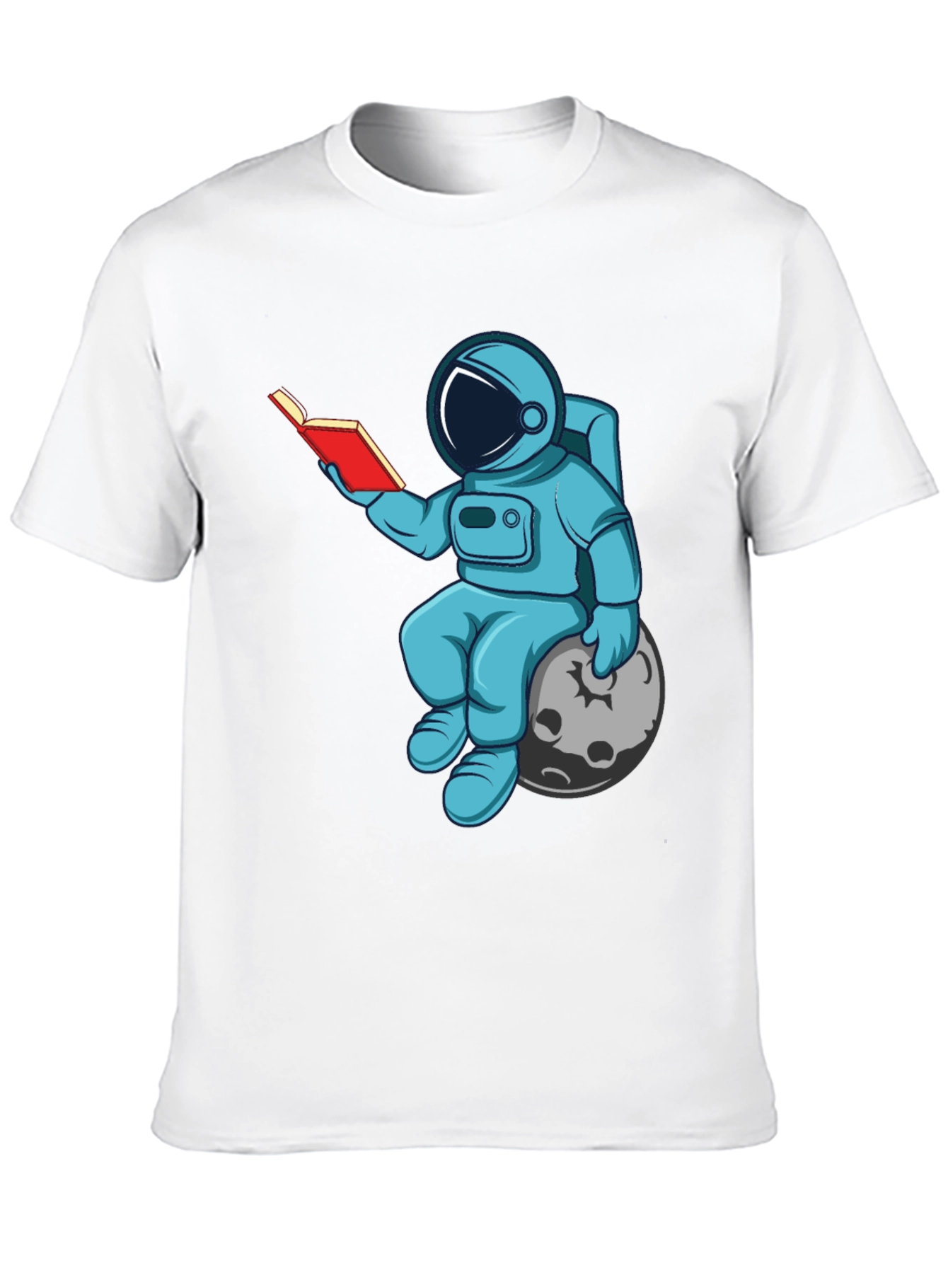 Astronaut Reading Book on Moon Graphic T-Shirt