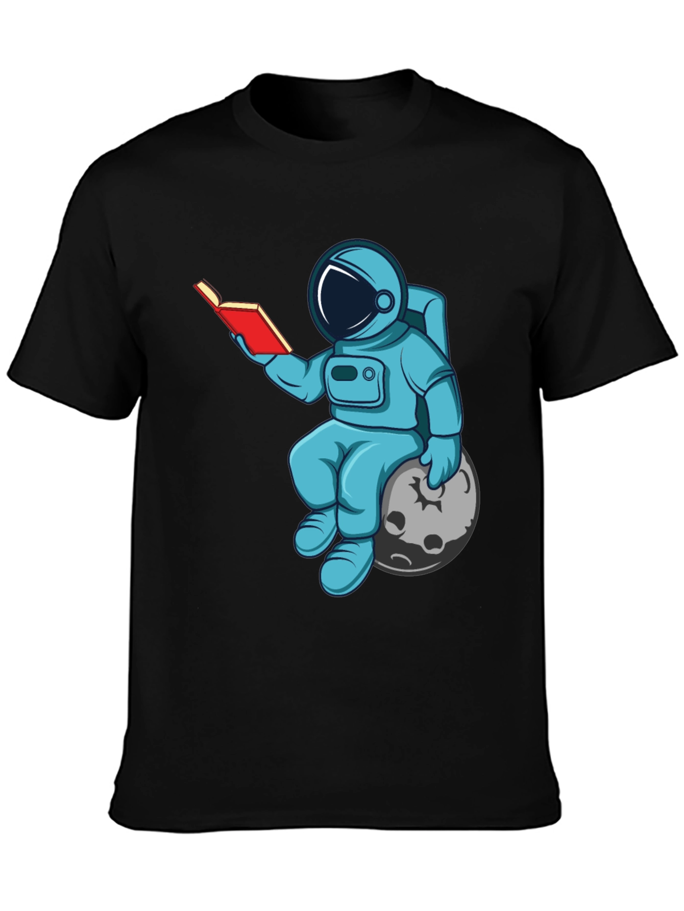 Astronaut Reading Book on Moon Graphic T-Shirt