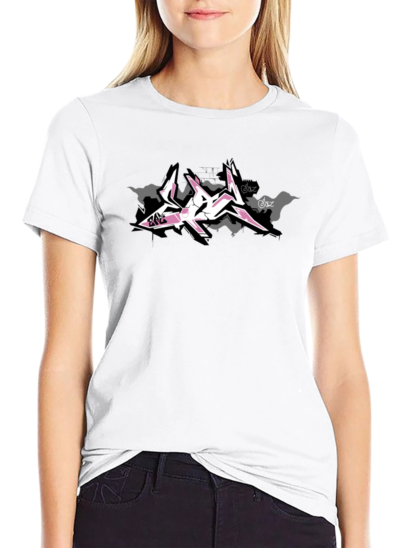 Black Tee with Pink Graffiti Art Design