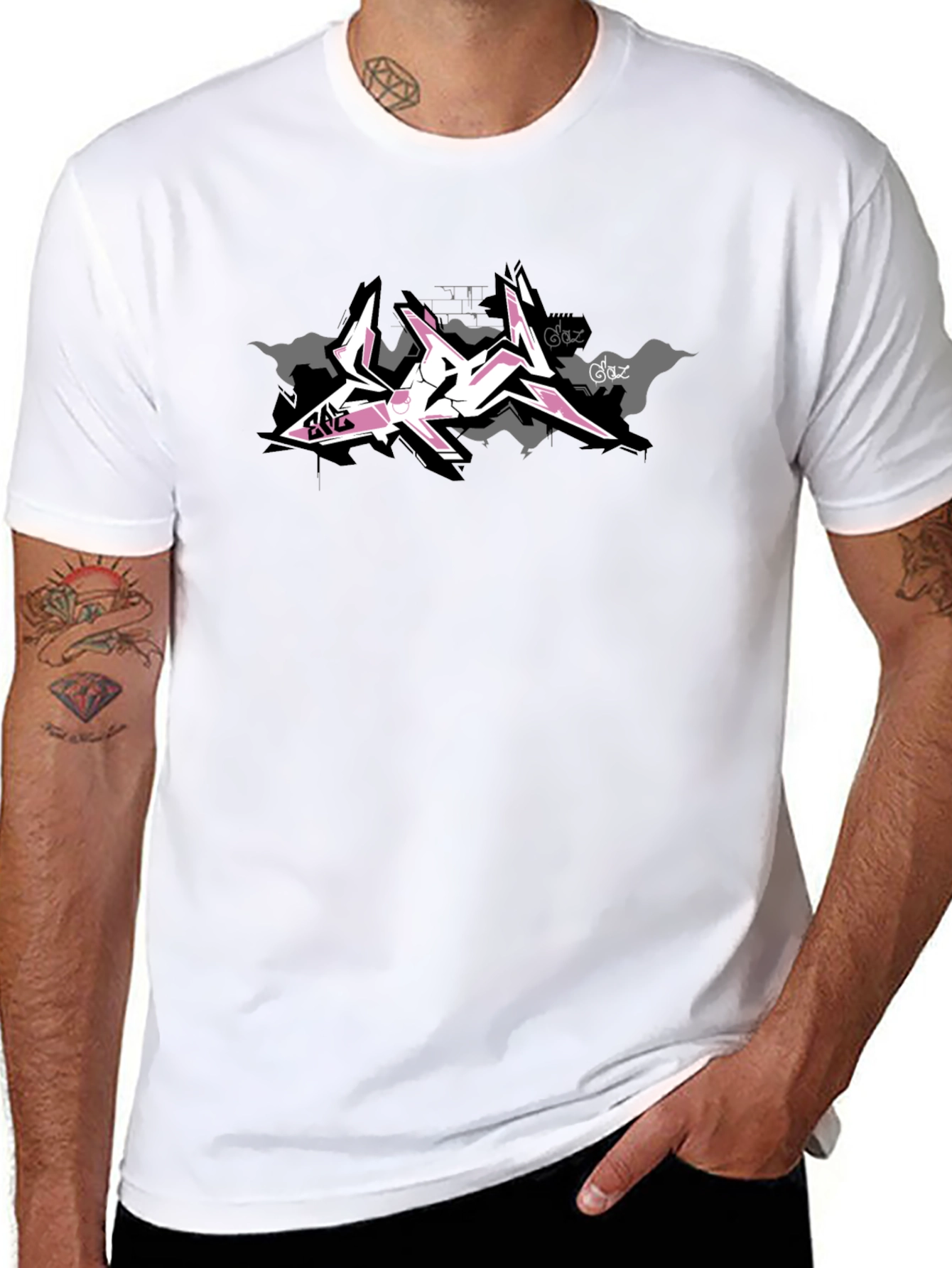 Black Tee with Pink Graffiti Art Design