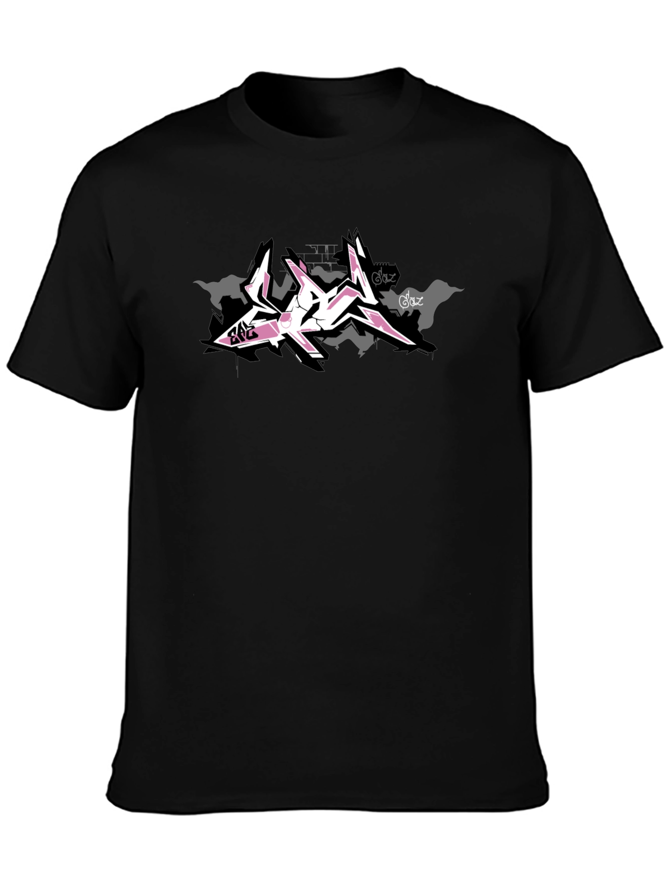 Black Tee with Pink Graffiti Art Design