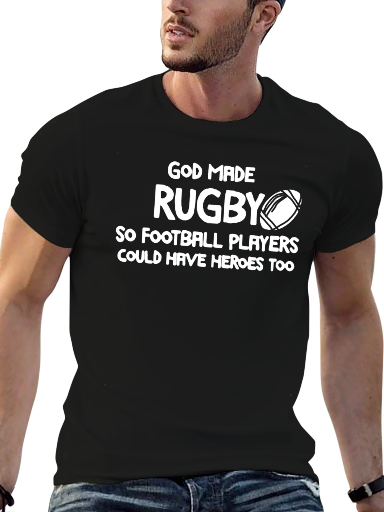 God Made Rugby T-Shirt - Football Player Heroes Tee