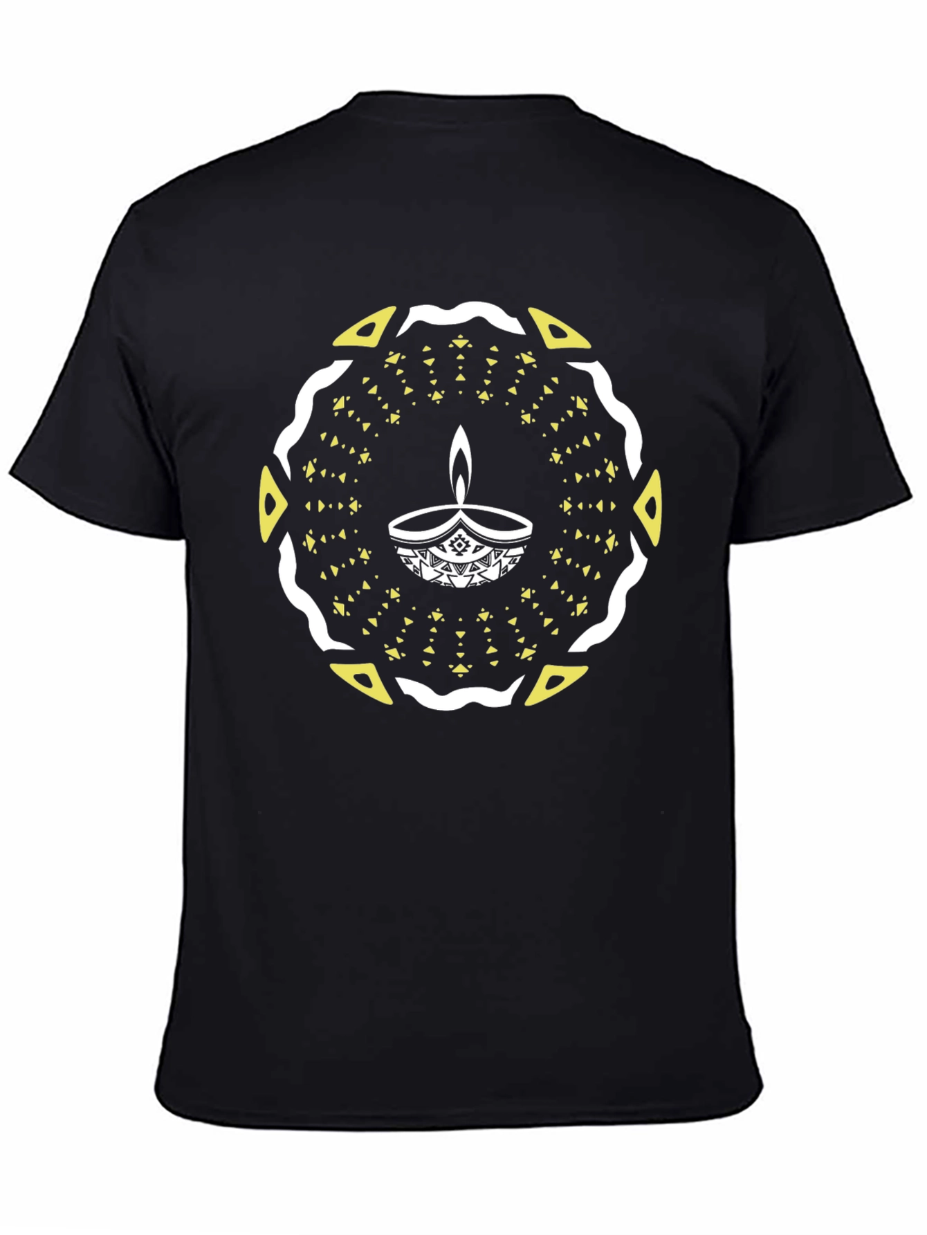 Diwali Lamp Graphic Tee - Black Cotton T-Shirt