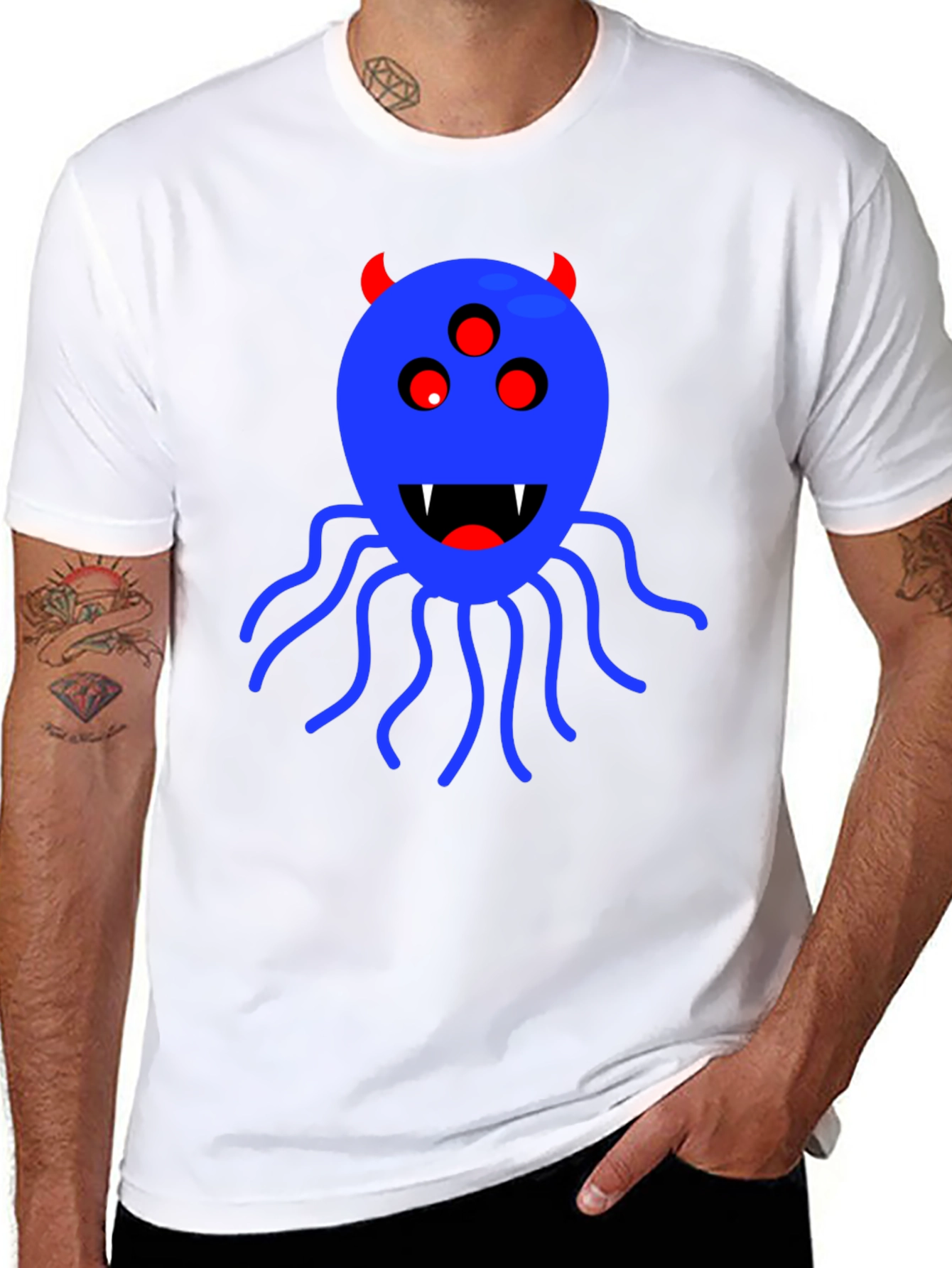 Monster Graphic Tee - Black Cotton T-Shirt