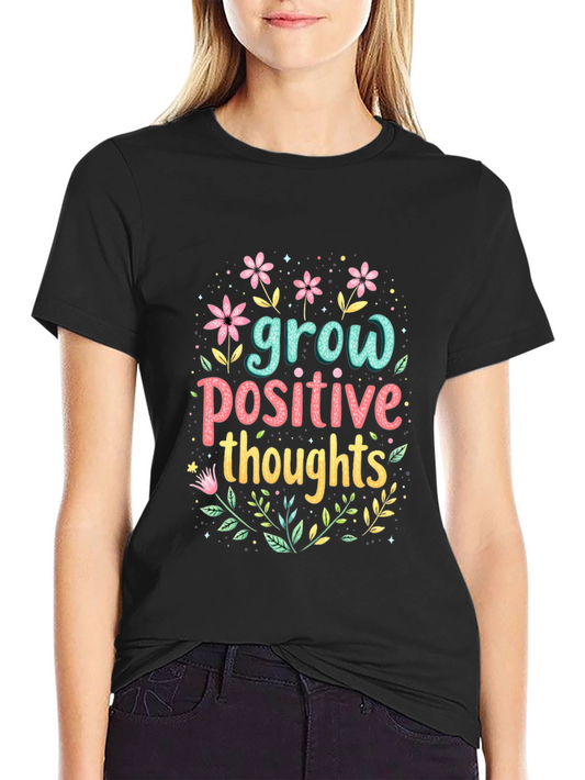 Grow Positive Thoughts Black Graphic Tee
