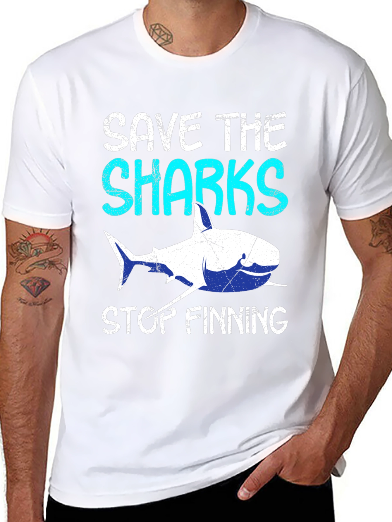 Save The Sharks Stop Finning Graphic Tee