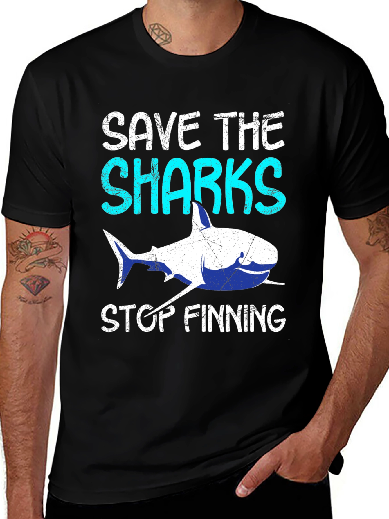 Save The Sharks Stop Finning Graphic Tee