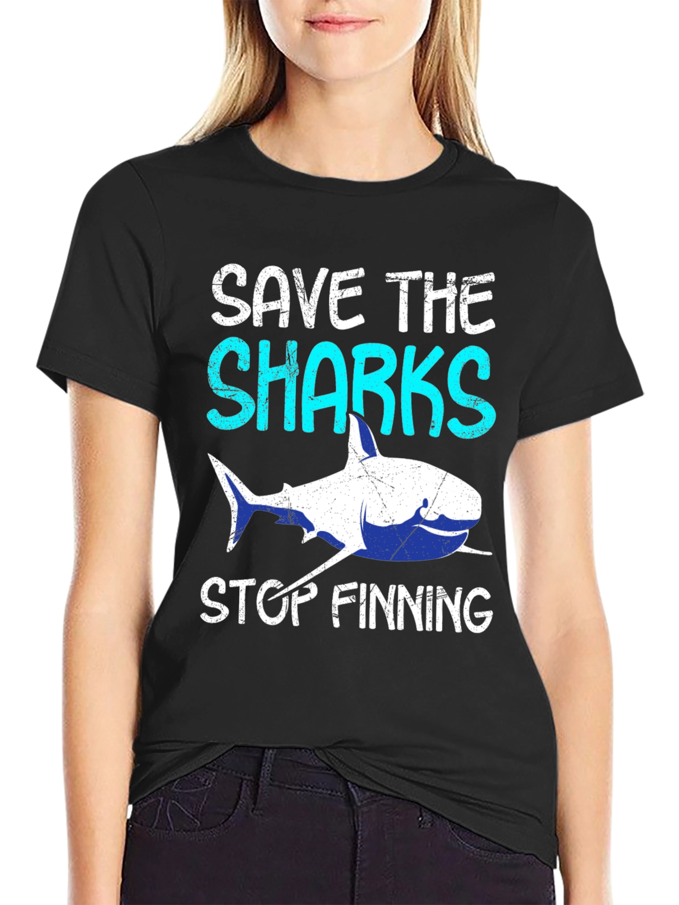 Save The Sharks Stop Finning Graphic Tee