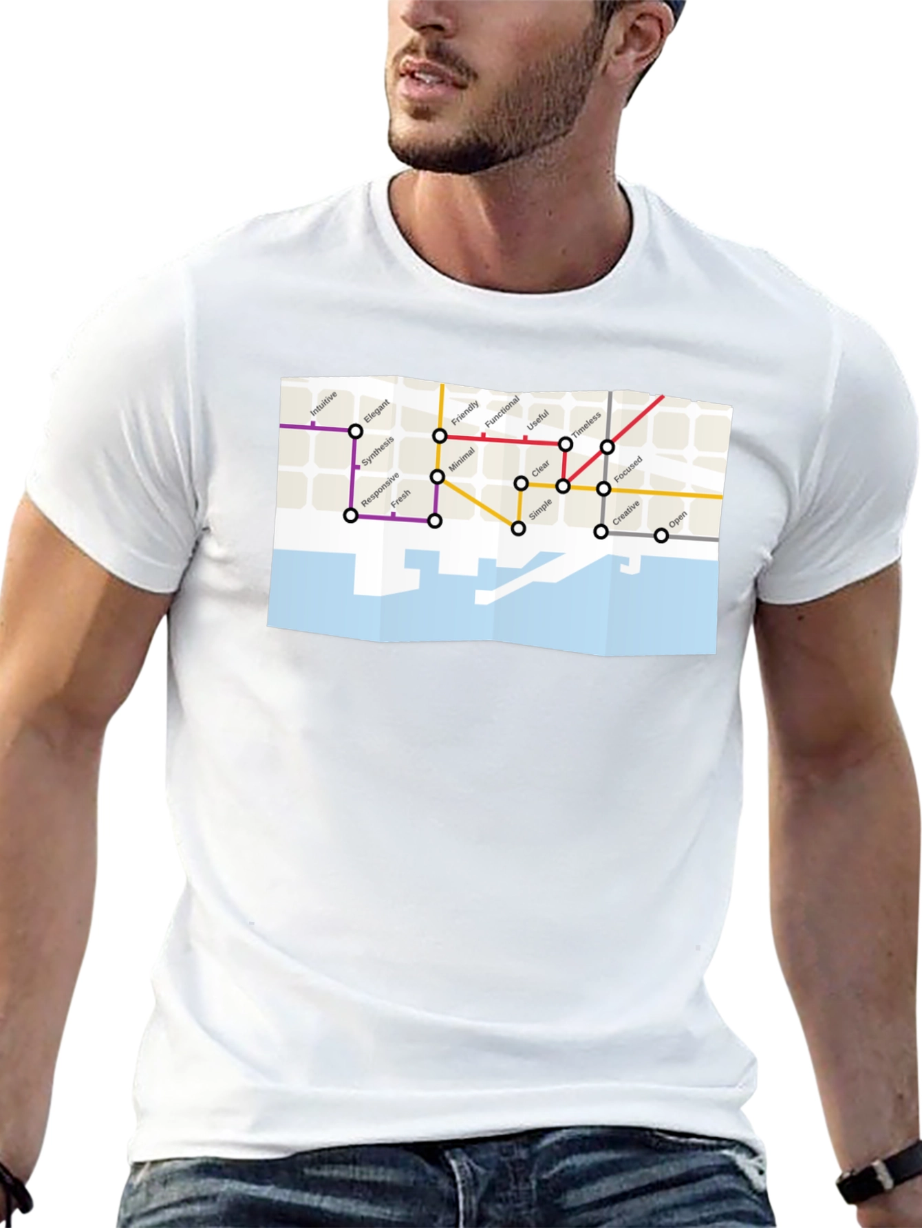 Modern Graphic Tee - City Concept Map