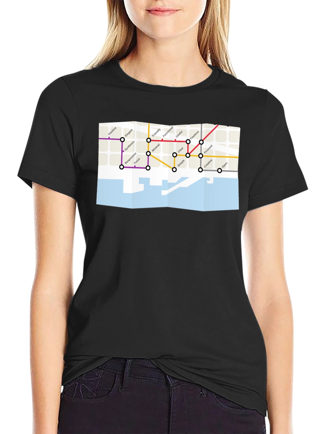 Modern Graphic Tee - City Concept Map