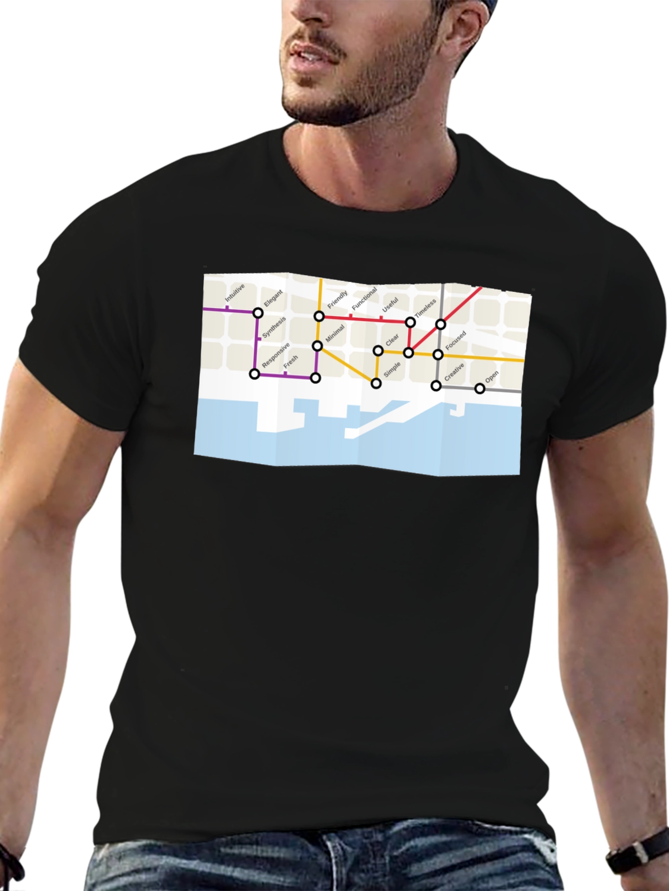 Modern Graphic Tee - City Concept Map