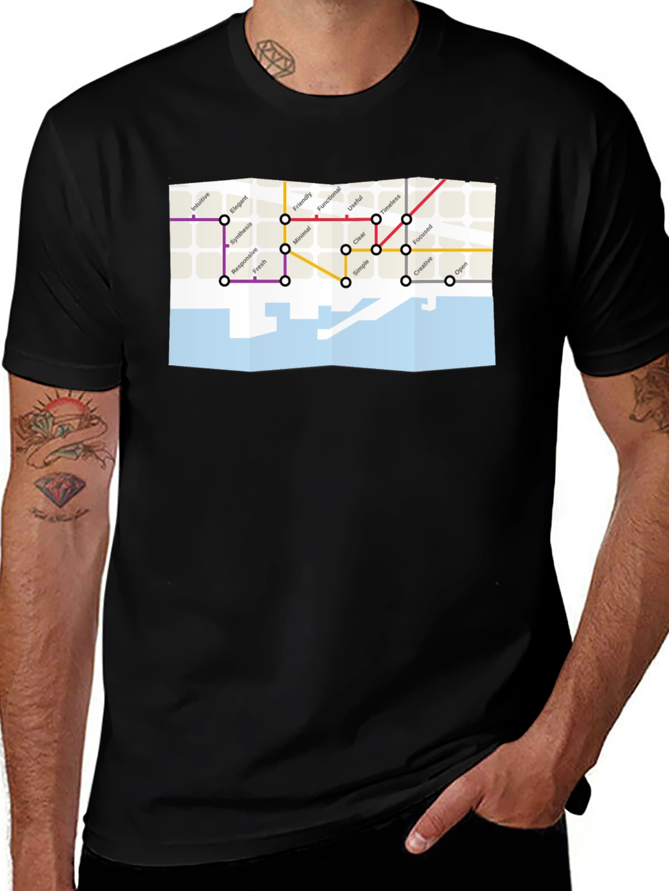 Modern Graphic Tee - City Concept Map