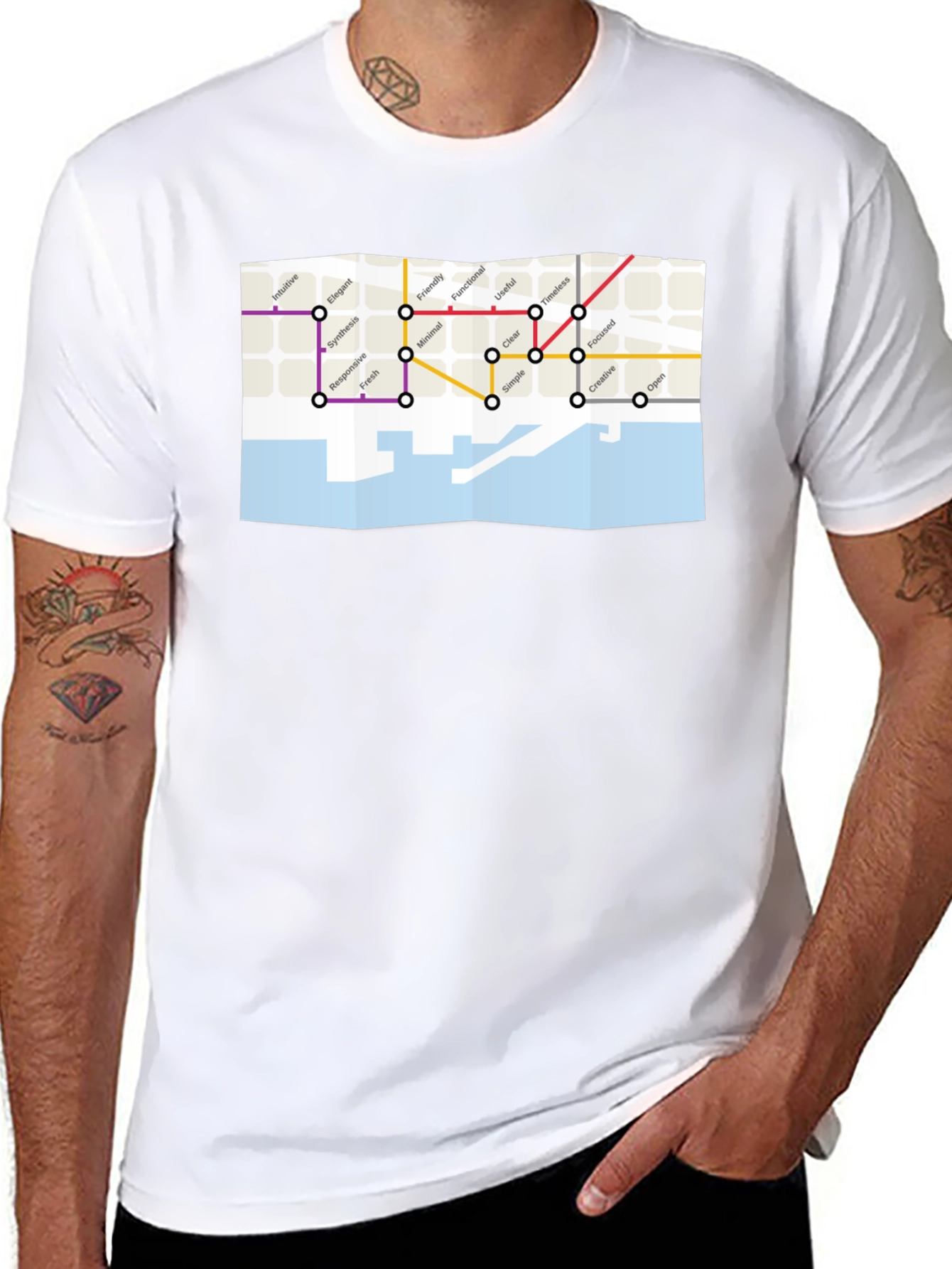 Modern Graphic Tee - City Concept Map