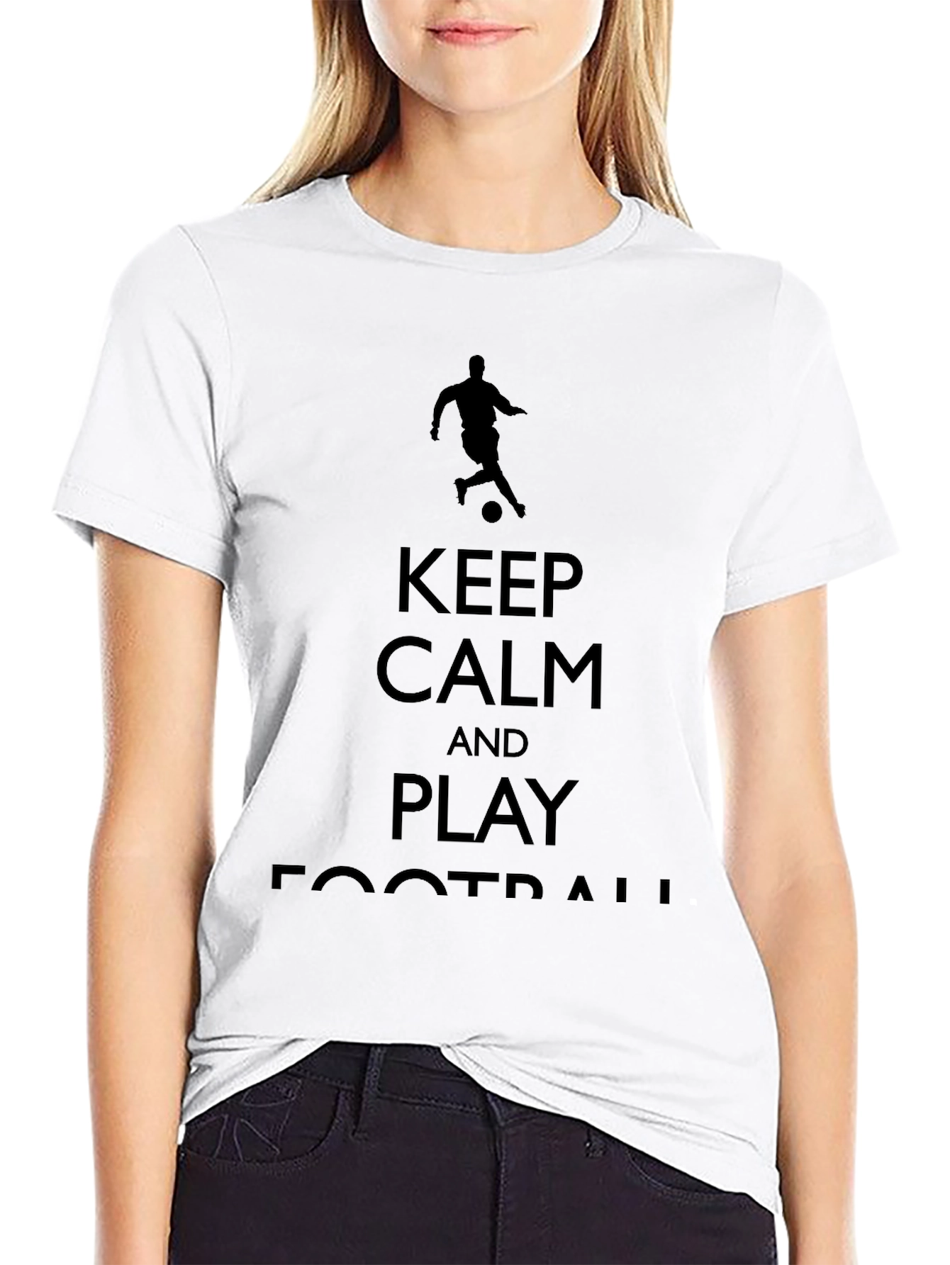 Keep Calm & Play Football Black T-Shirt
