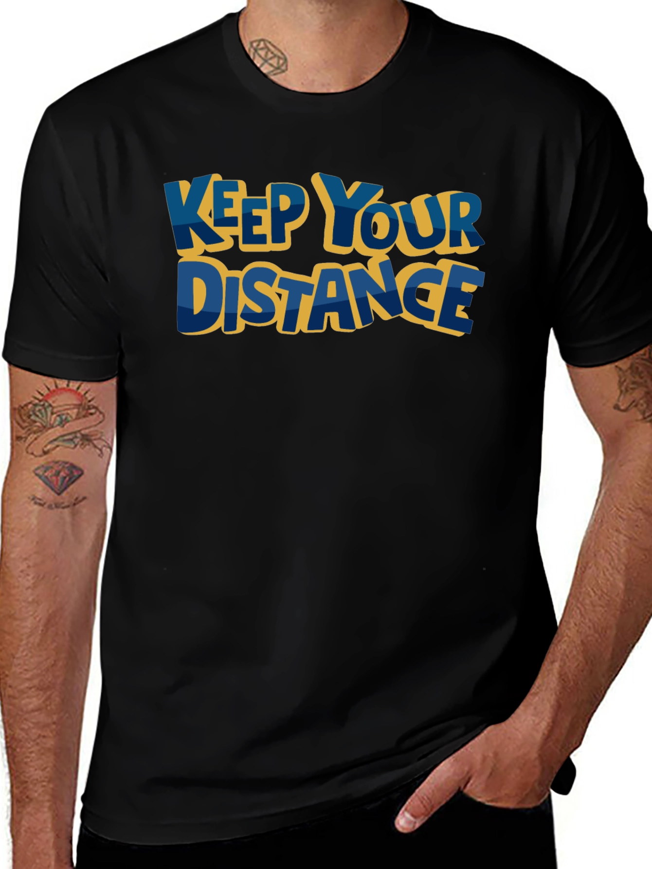 Keep Your Distance Graphic Tee - Black