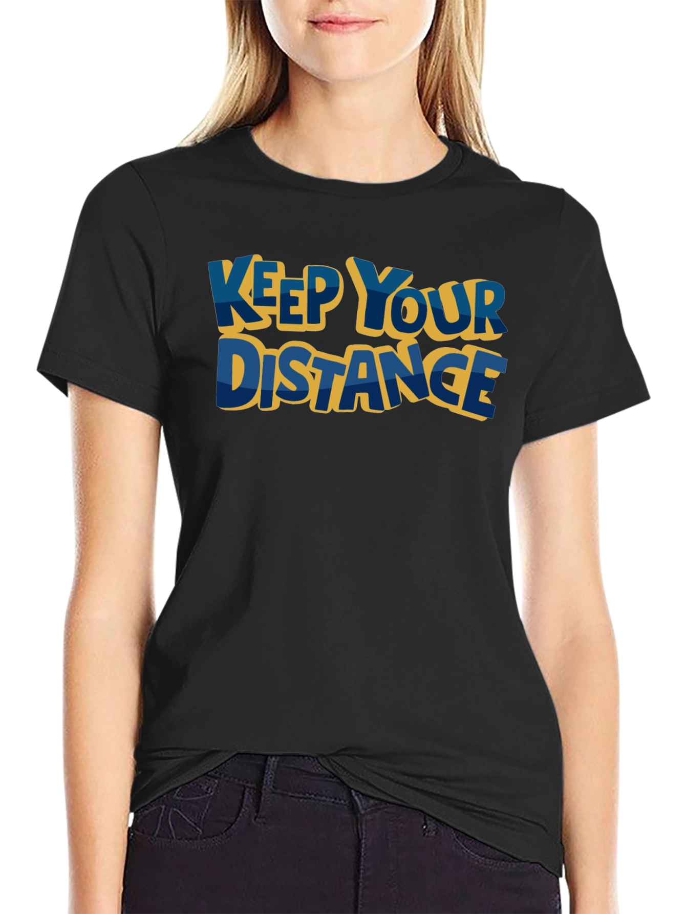 Keep Your Distance Graphic Tee - Black