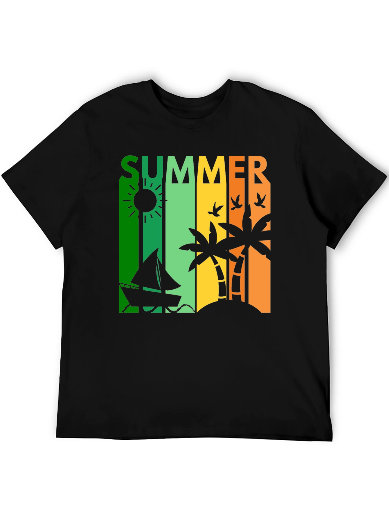 Summer Vibes Graphic Tee - Tropical Island Design