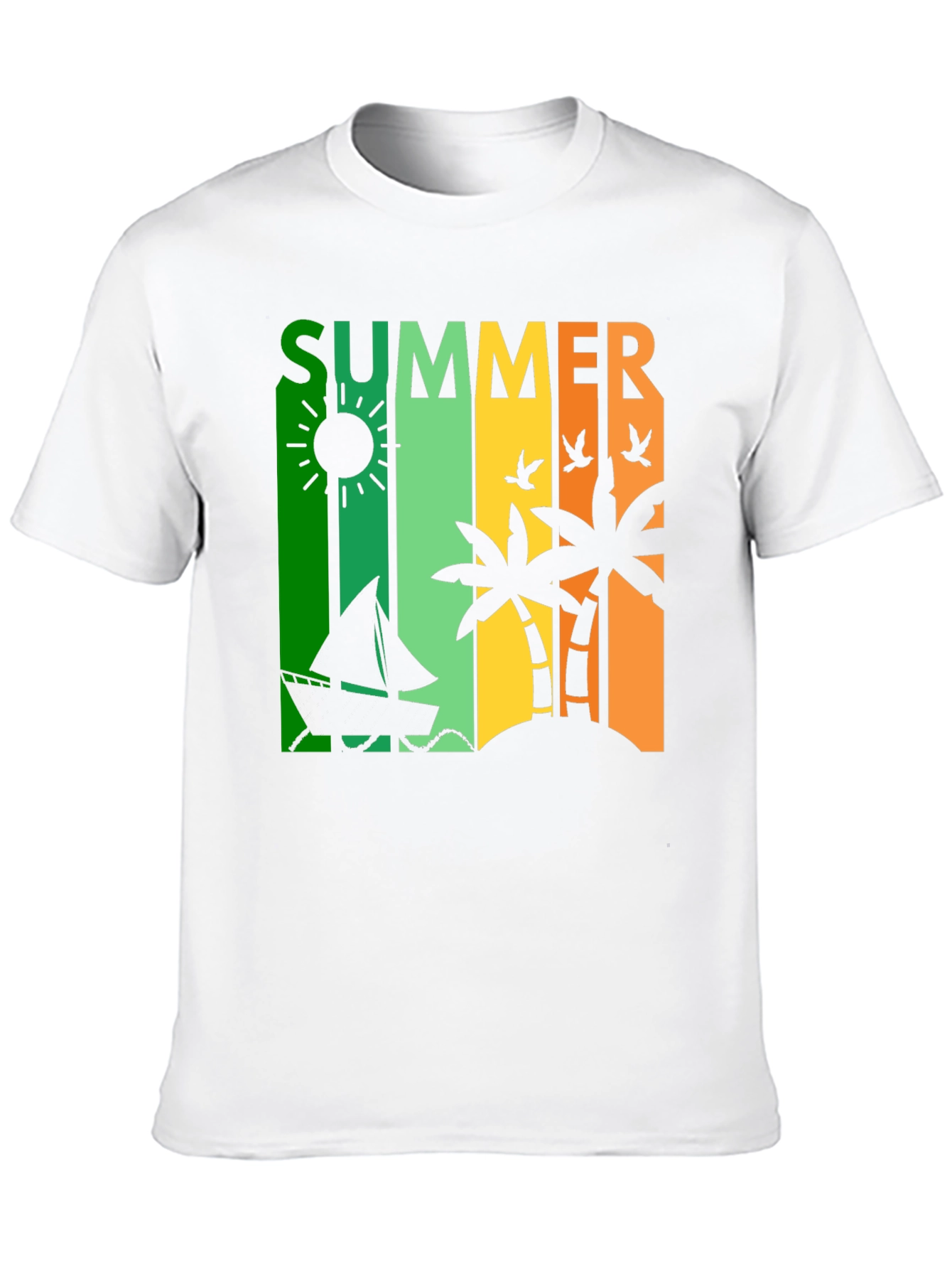 Summer Vibes Graphic Tee - Tropical Island Design