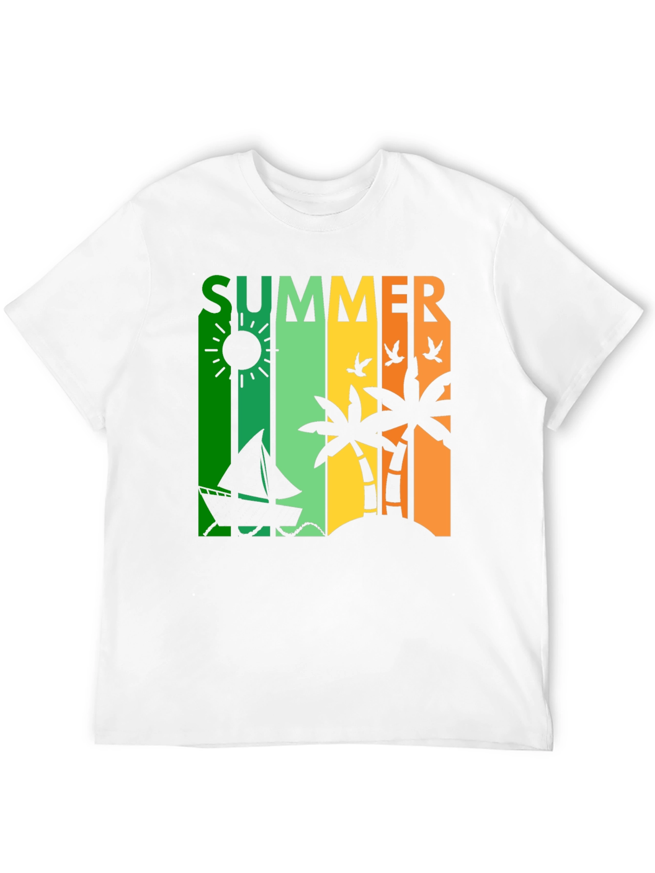 Summer Vibes Graphic Tee - Tropical Island Design