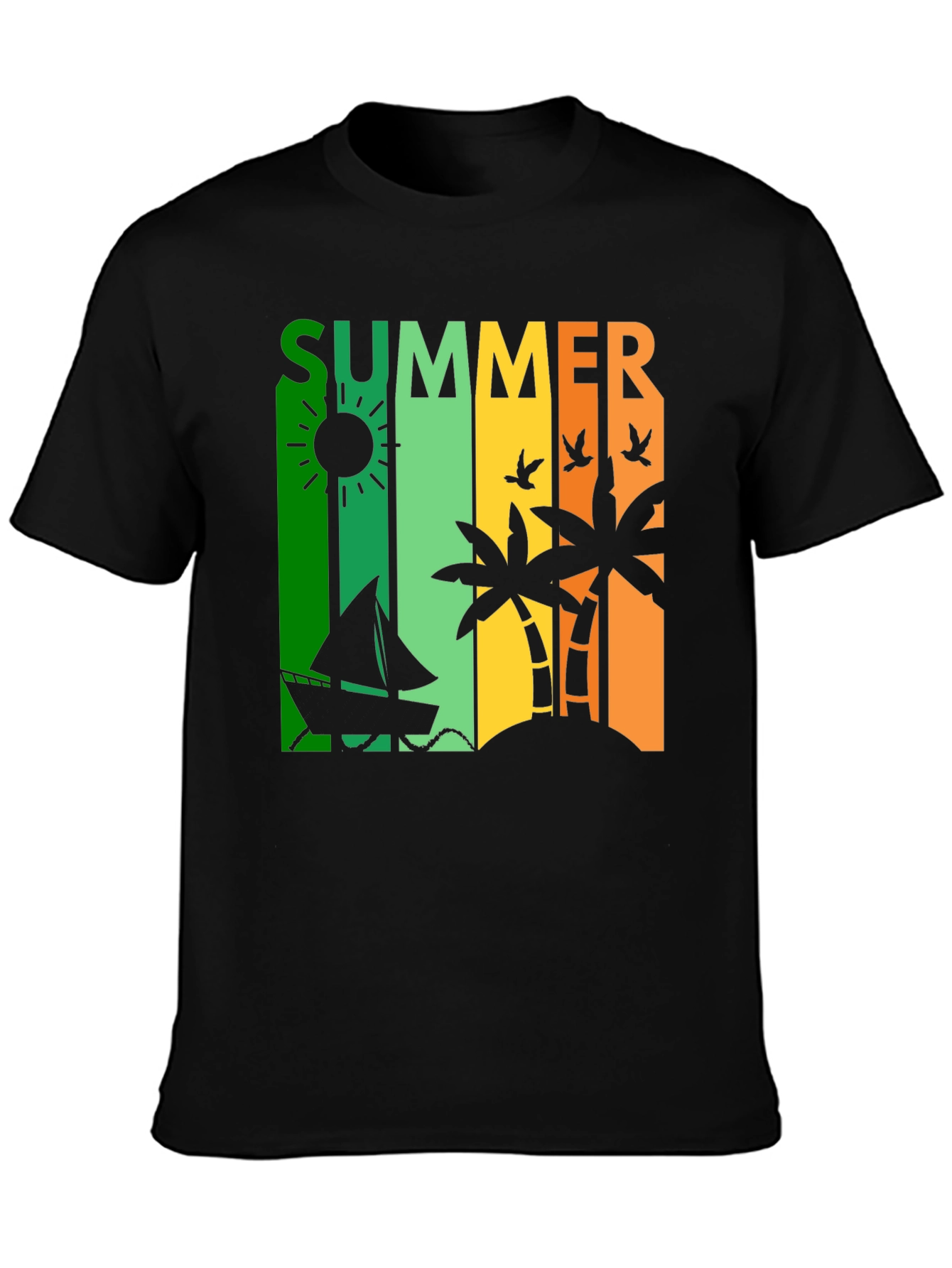 Summer Vibes Graphic Tee - Tropical Island Design