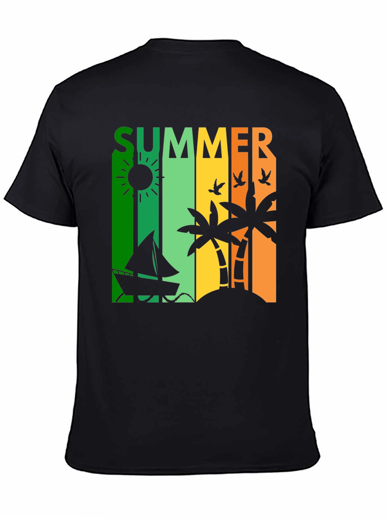 Summer Vibes Graphic Tee - Tropical Island Design