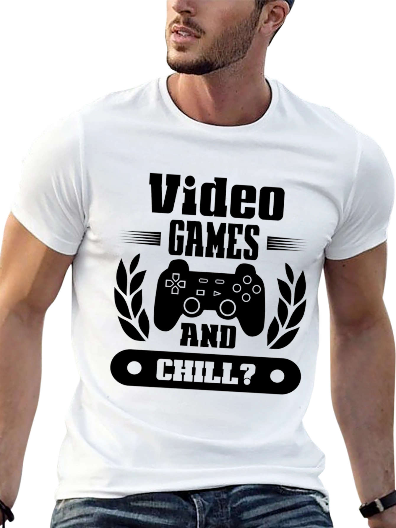 Video Games and Chill Mens Black Graphic Tee