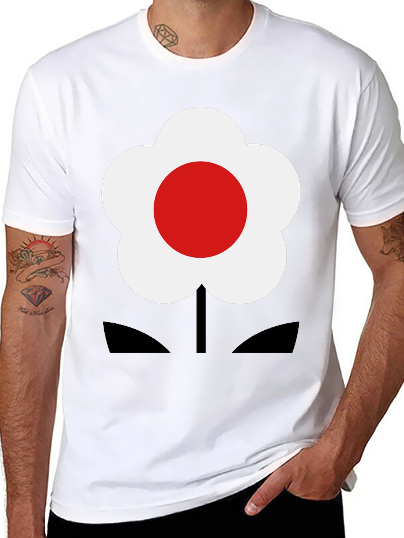 Bold Flower Graphic Tee - Black