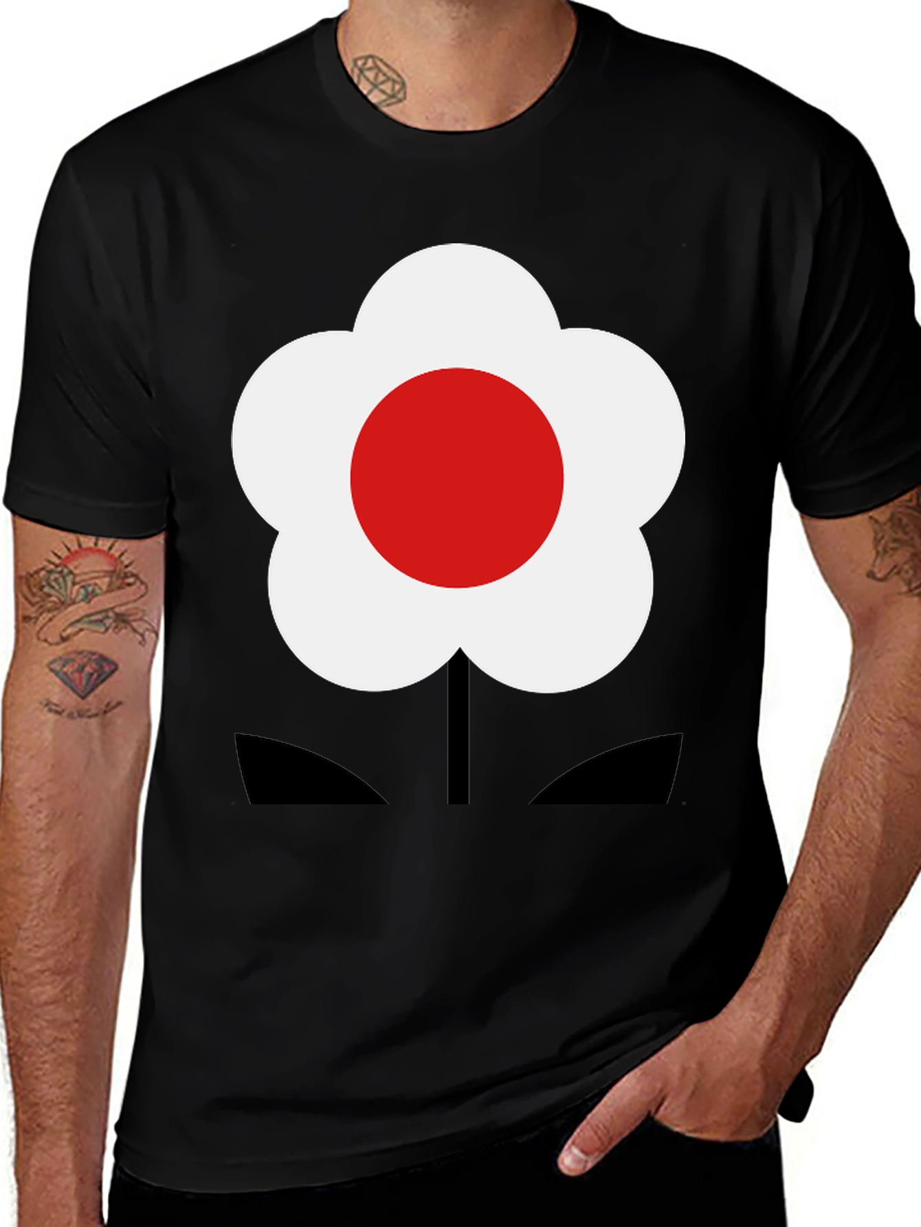 Bold Flower Graphic Tee - Black