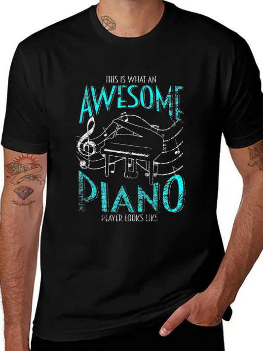 Awesome Piano Player Graphic Tee - Black