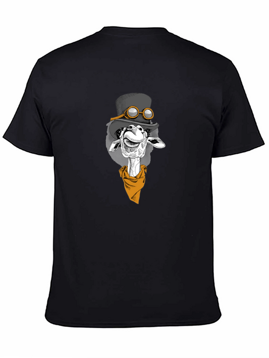 Giraffe Steampunk Graphic Tee - Black Cotton T-Shirt