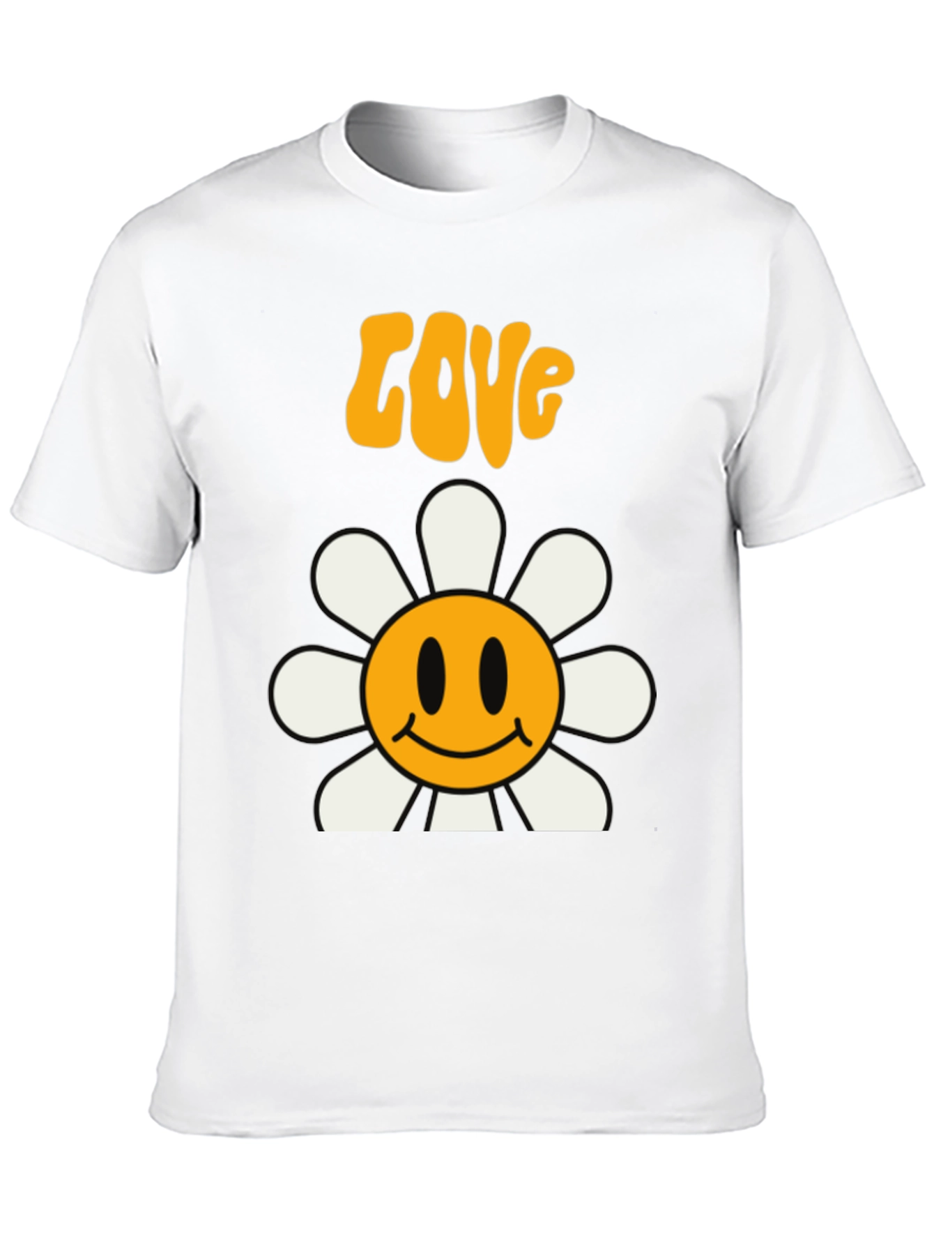 Retro Love Flower Smiley Face Graphic Tee - Black