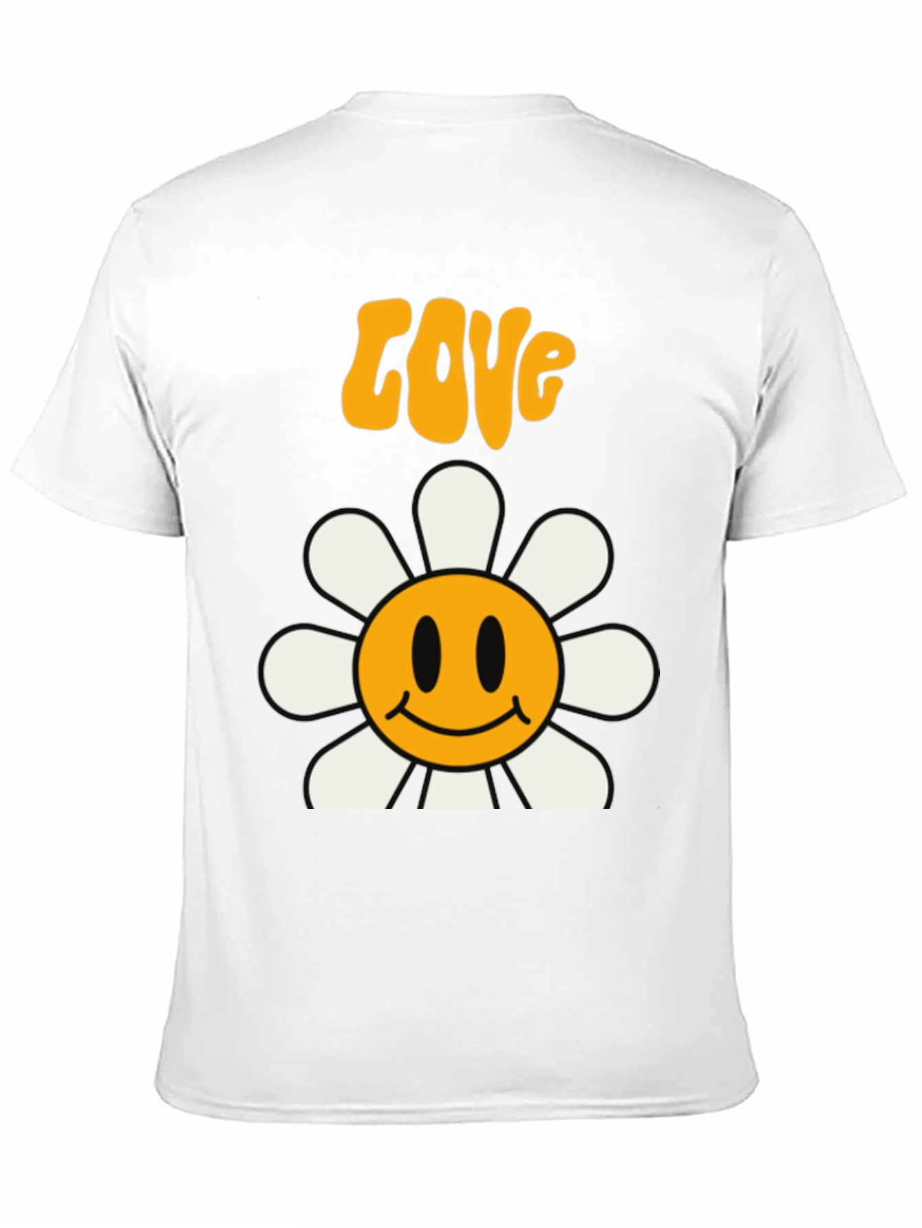 Retro Love Flower Smiley Face Graphic Tee - Black
