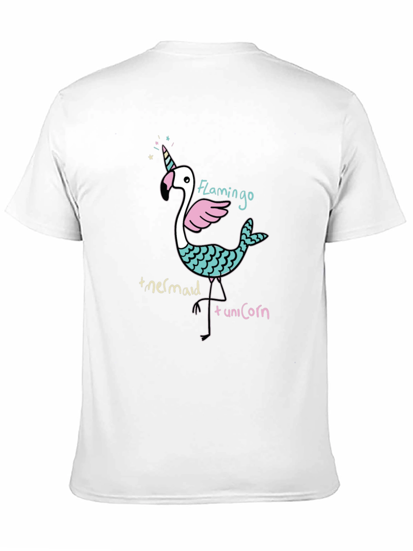 Flamingo Mermaid Unicorn Black Graphic Tee