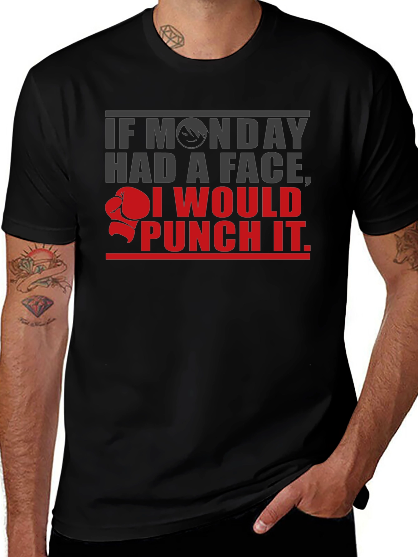 Monday Face Punch T-Shirt - Funny Graphic Tee