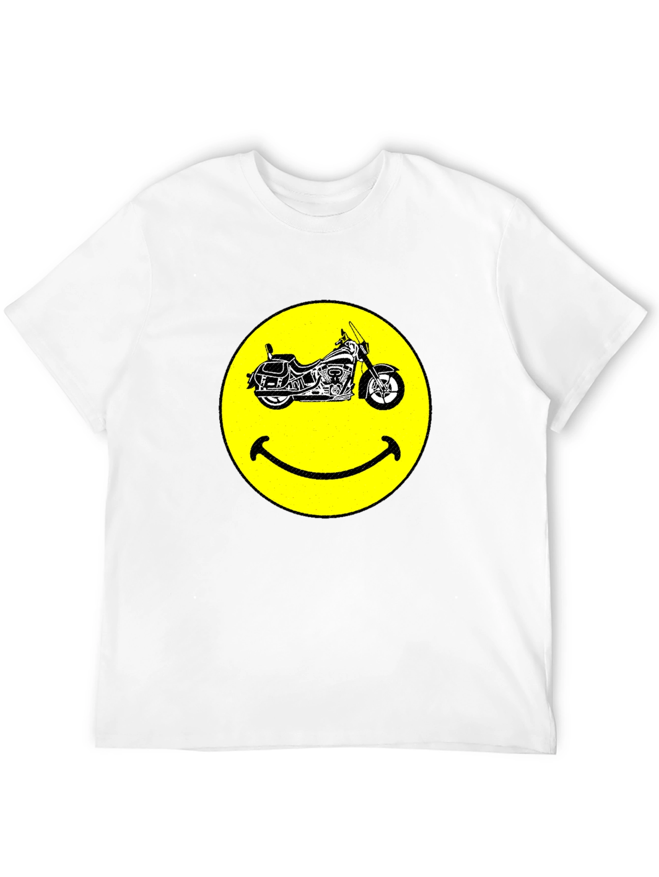Smiley Face Motorcycle Black T-Shirt