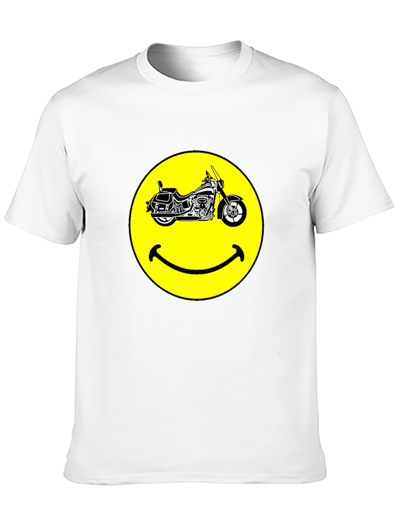 Smiley Face Motorcycle Black T-Shirt