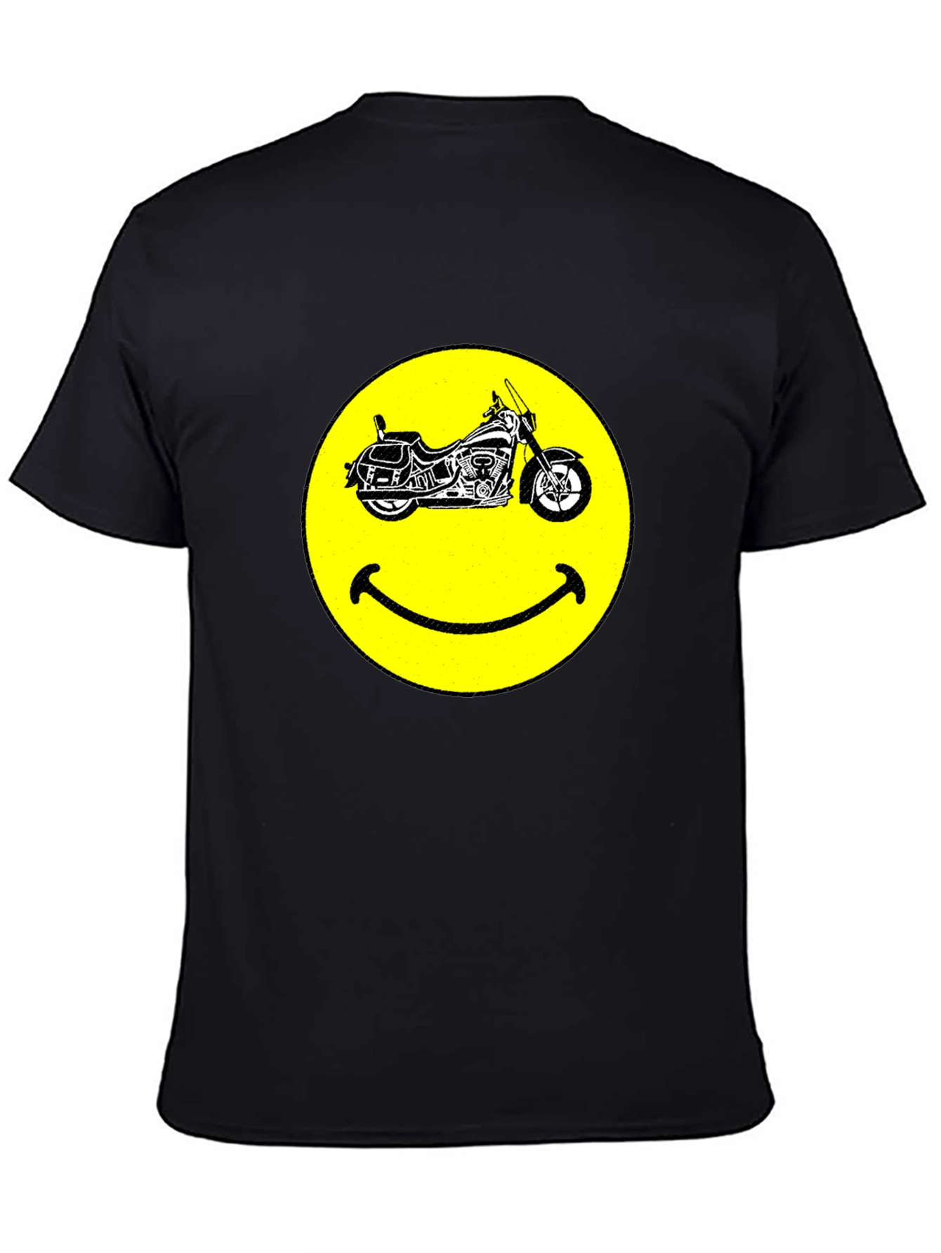 Smiley Face Motorcycle Black T-Shirt