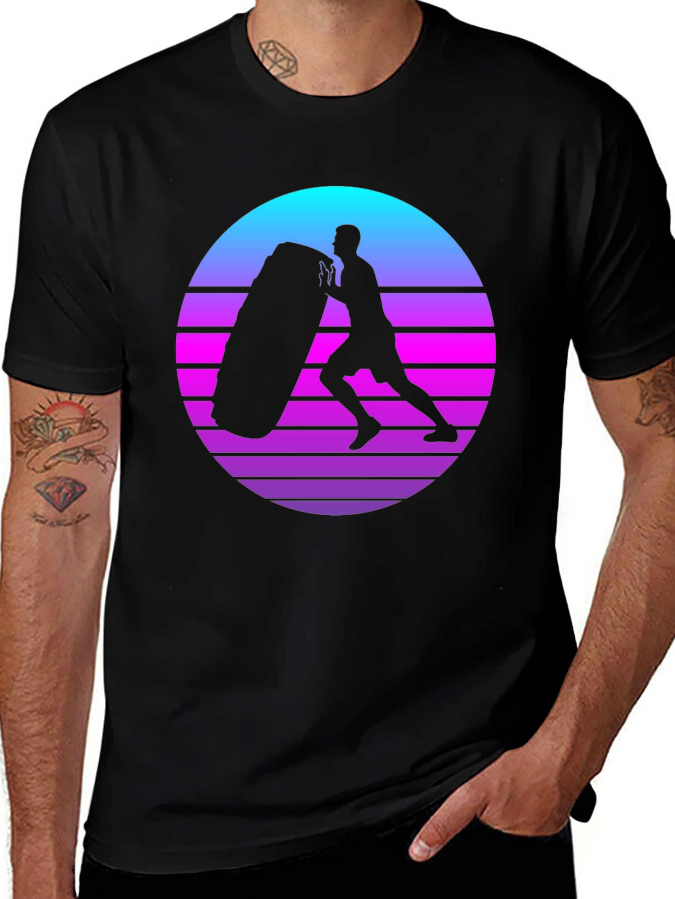 Retro Fitness T-Shirt - Tire Flip Design