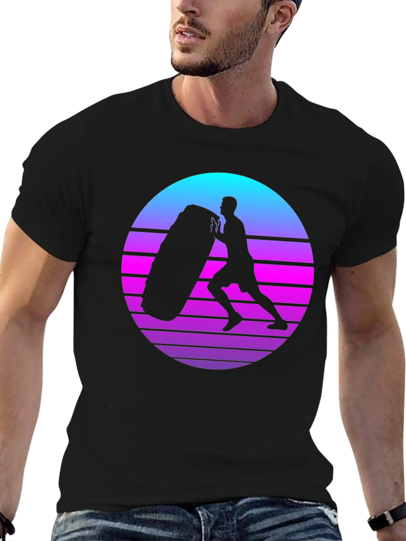 Retro Fitness T-Shirt - Tire Flip Design