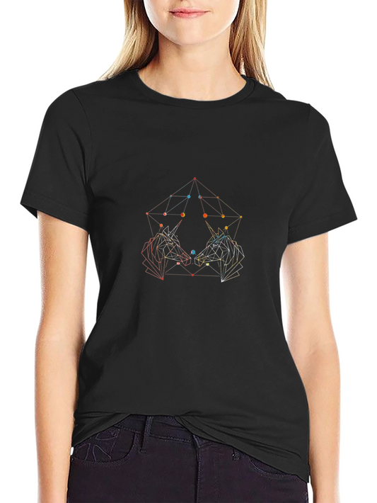 Geometric Unicorn Graphic Tee - Stylish Black T-Shirt