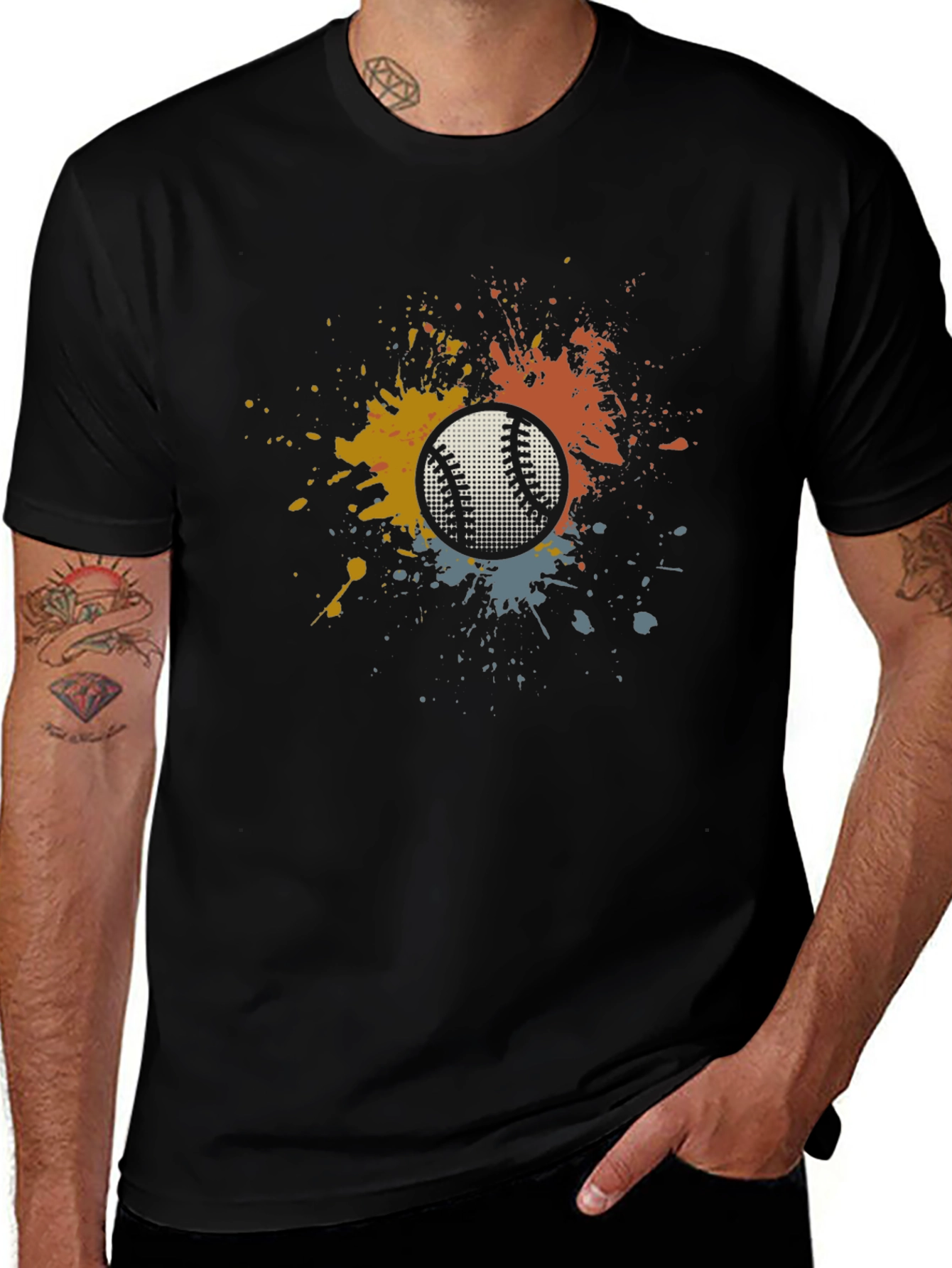 Baseball Splash Graphic Tee - Unique Mens T-Shirt