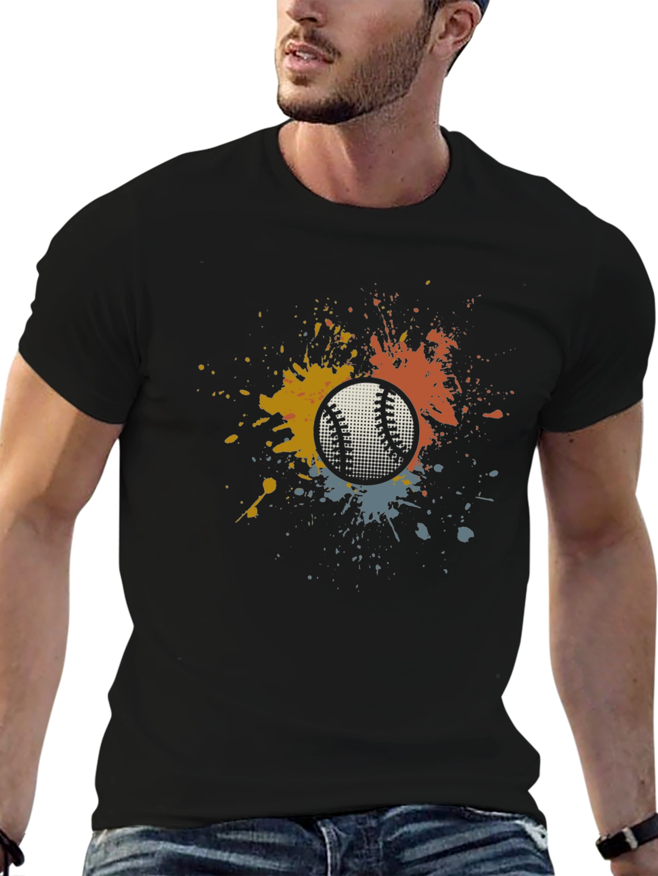 Baseball Splash Graphic Tee - Unique Mens T-Shirt