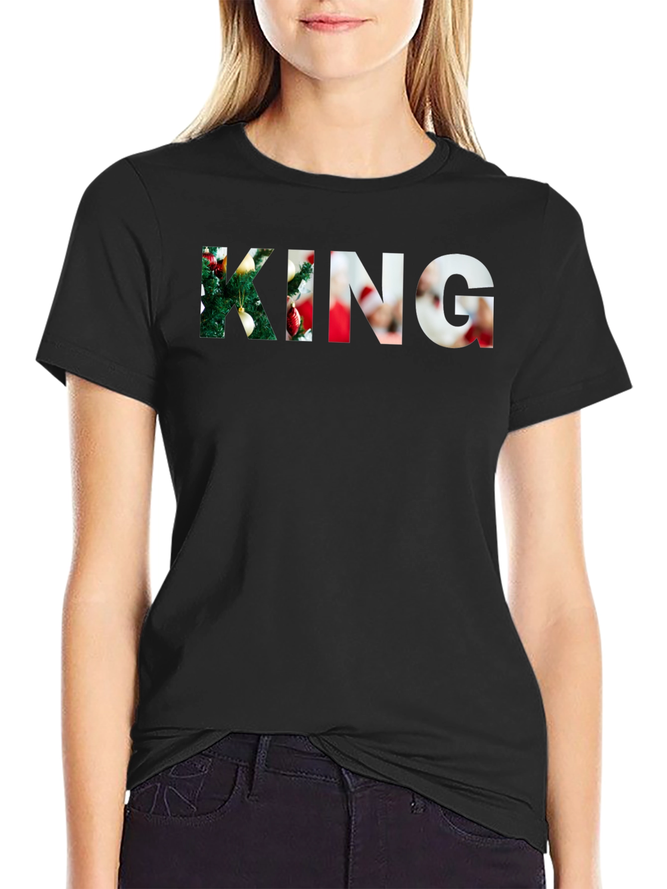 Christmas King Graphic Black Tee Shirt