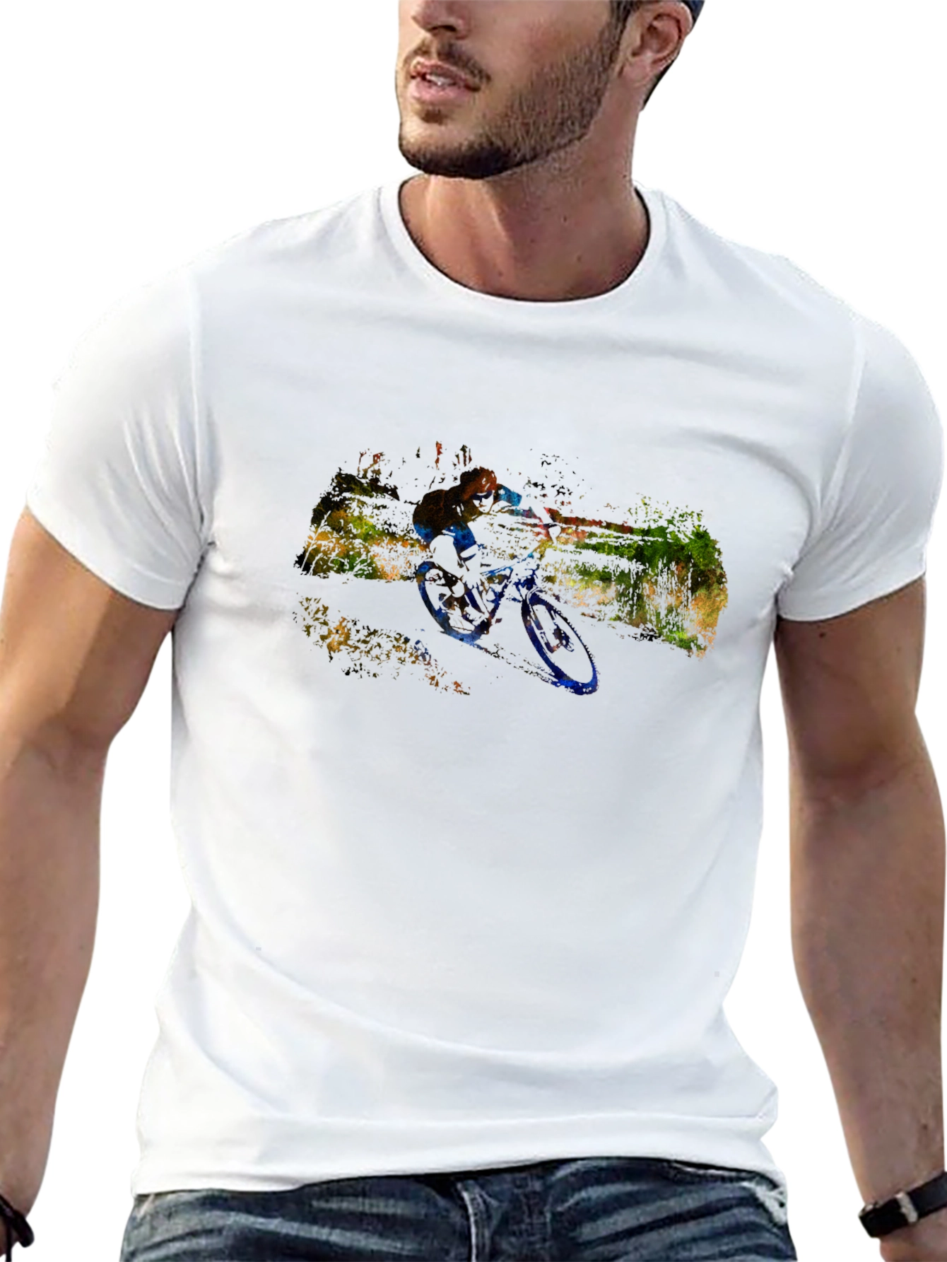Mountain Bike Graphic Tee - Black Cotton T-Shirt
