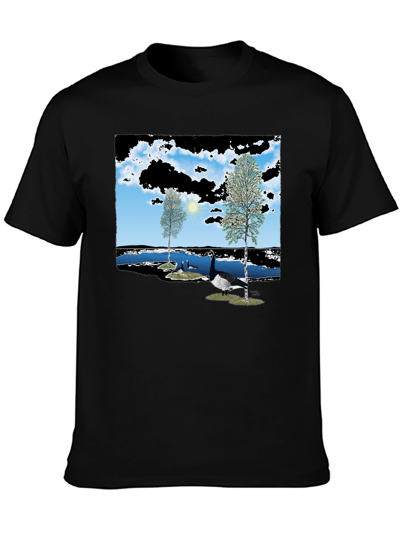Nature Lake Goose Black Tee