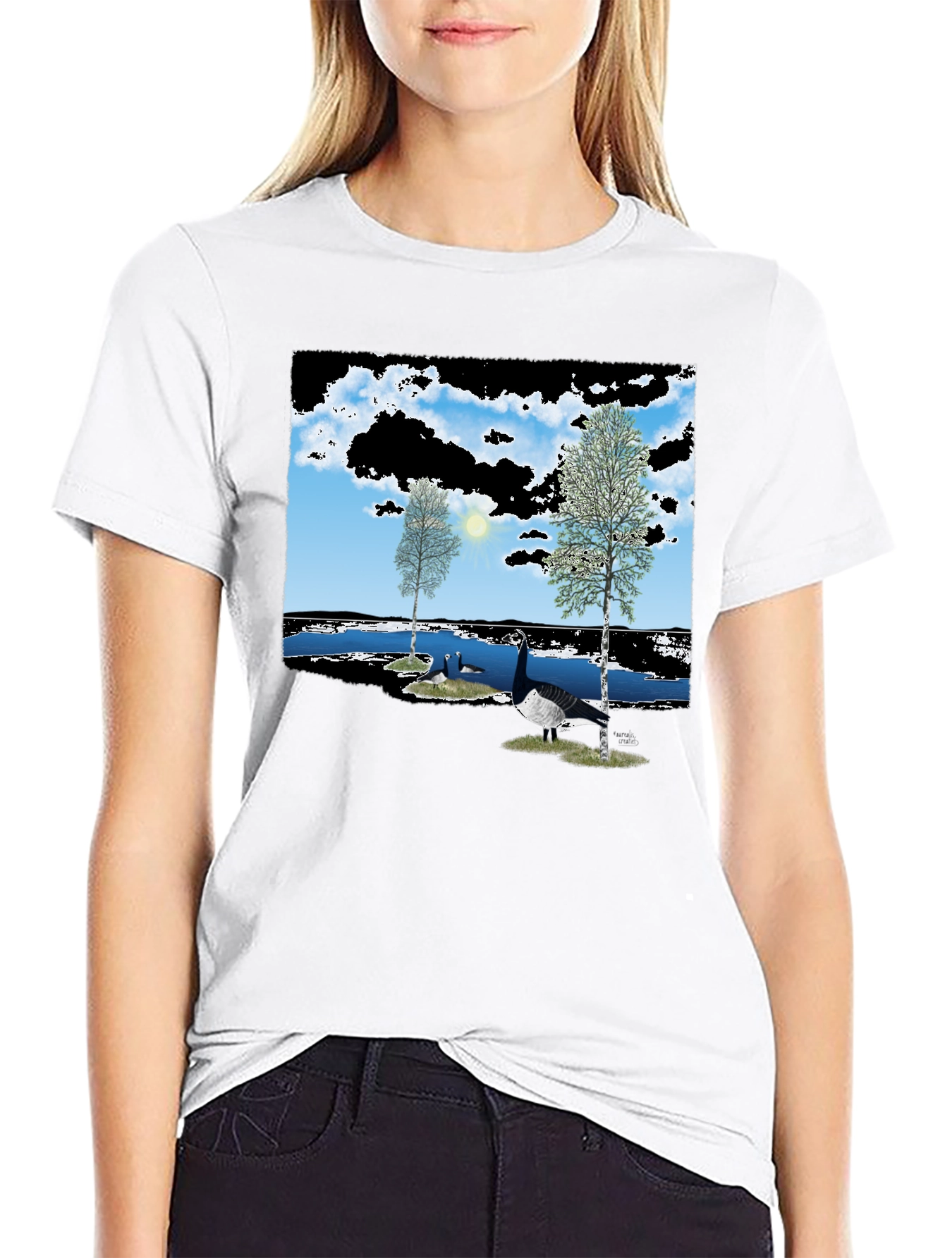 Nature Lake Goose Black Tee