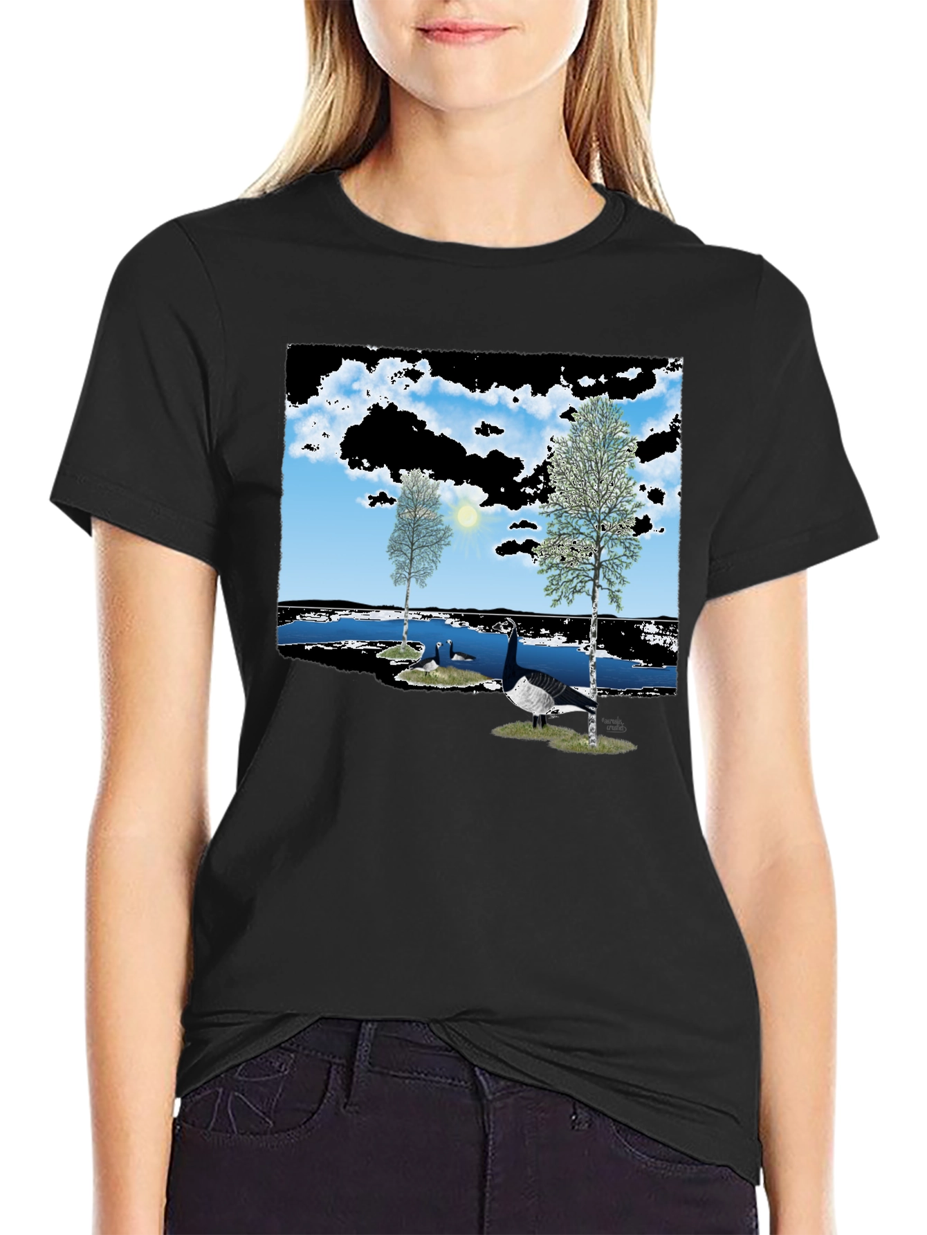 Nature Lake Goose Black Tee