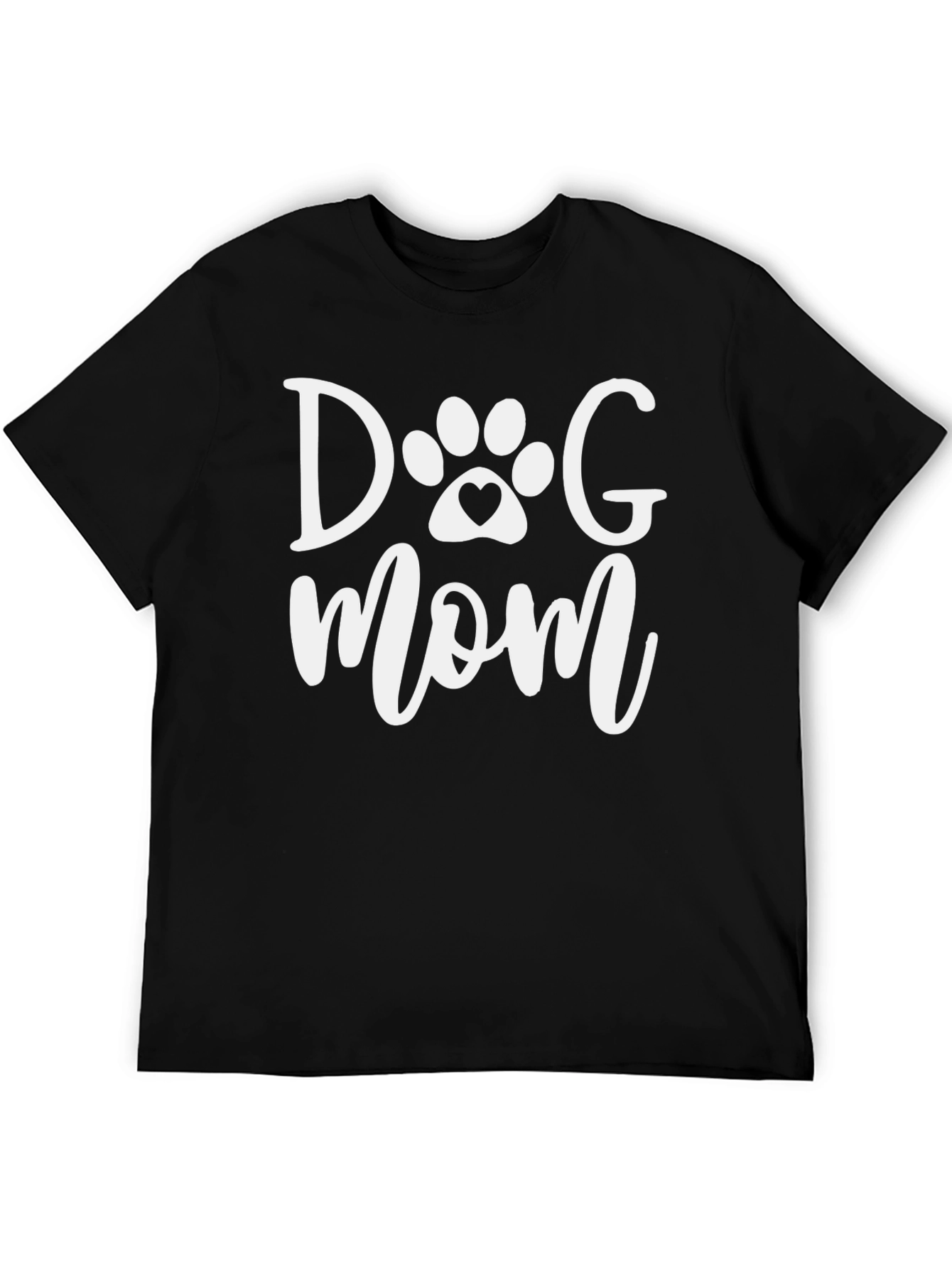 Dog Mom Graphic Tee - Black Cotton T-Shirt