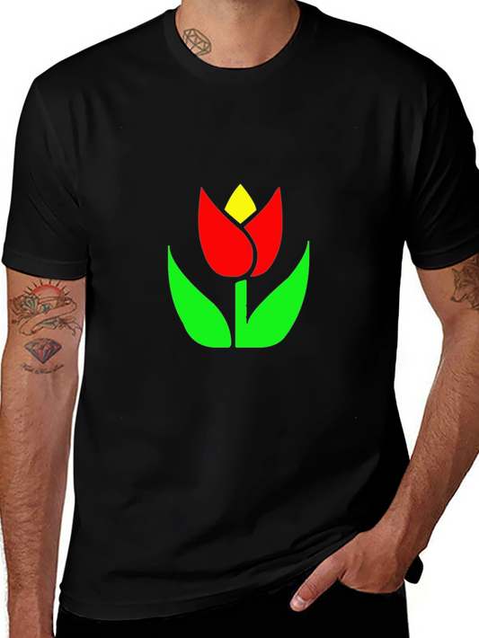 Black Tulip Graphic Tee - Stylish Comfort