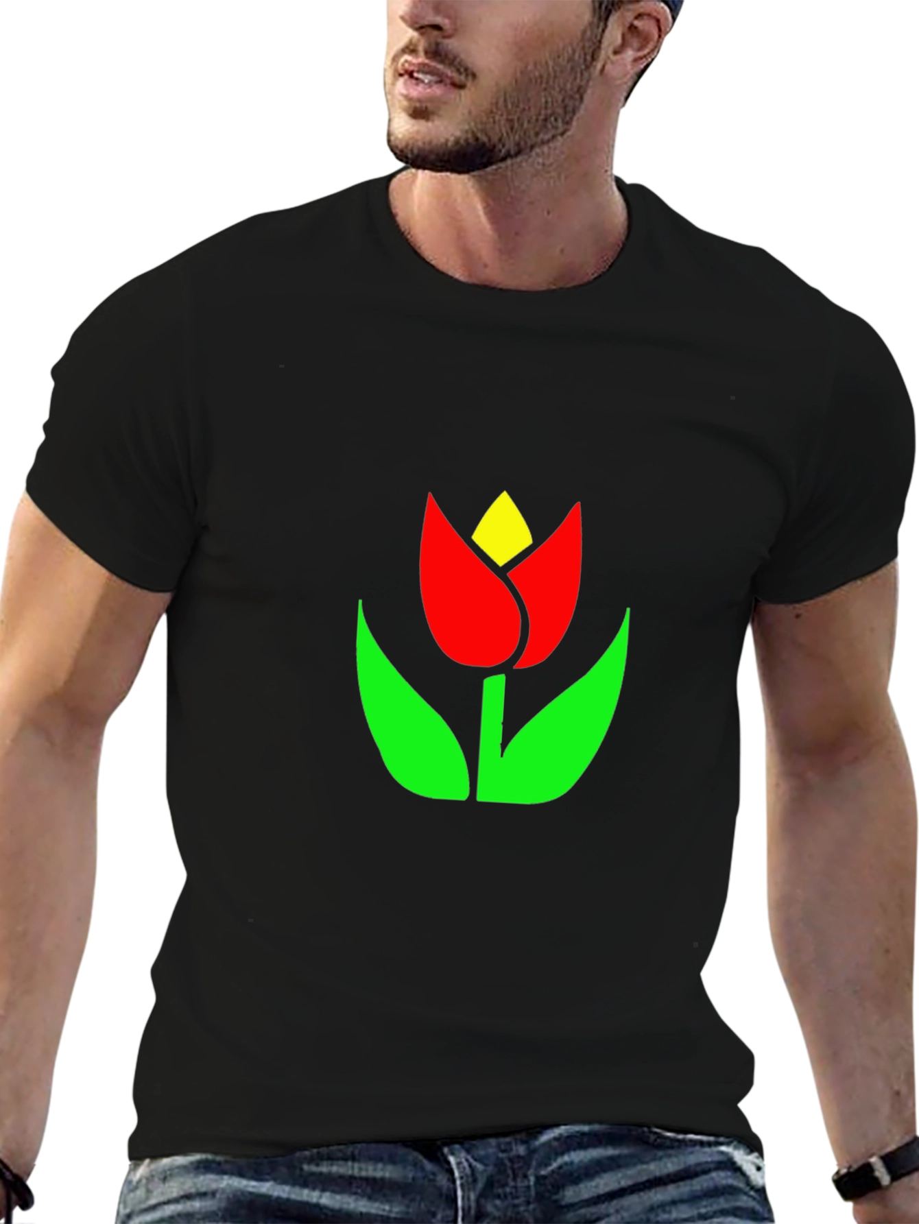 Black Tulip Graphic Tee - Stylish Comfort